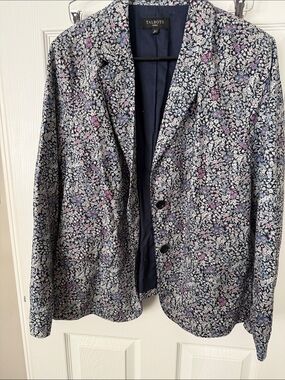 Talbots Navy Floral Print Sport Coat